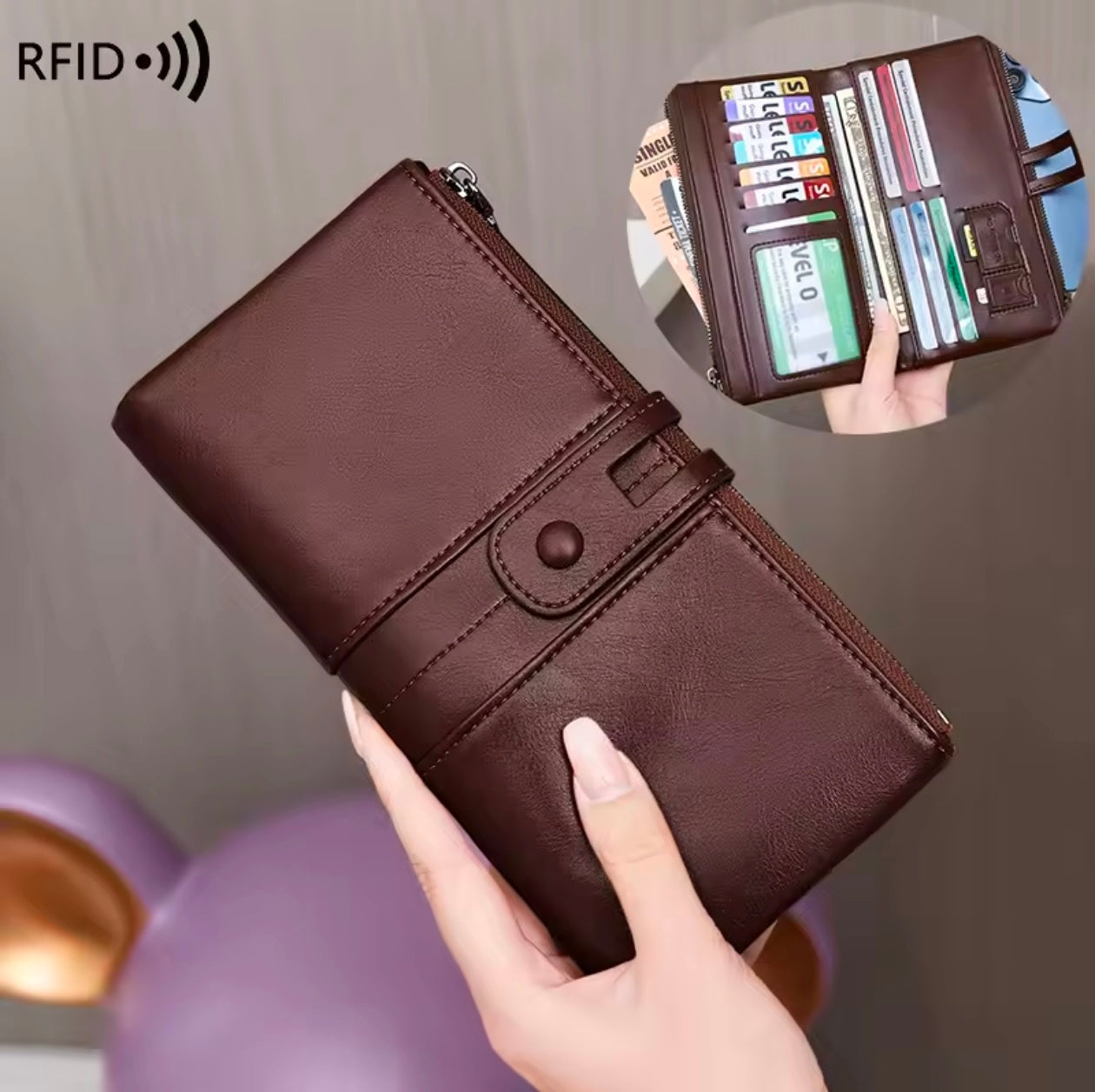 Genuine Cow Leather RFID Blocking Business Wallet for Mobile credit Cards Genuine Cow Leather RFID Blocking Business Wallet for Mobile credit Cards